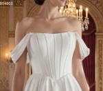 Elegant Off-the-Shoulder Satin Ball Gown with Structured Bodice - BLL-B54803