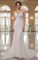 Lace and Tulle Mermaid with Illusion Corset Bodice - BLL-M24726