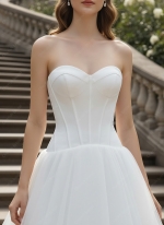 "Ethereal Romance" Strapless Sweetheart Tulle Ball Gown with Crepe Corset Bodice - BLC-BC2501A