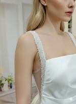 Wedding Dress - Satin Pleated Mini Skirt with Detachable Train - LV-R1001